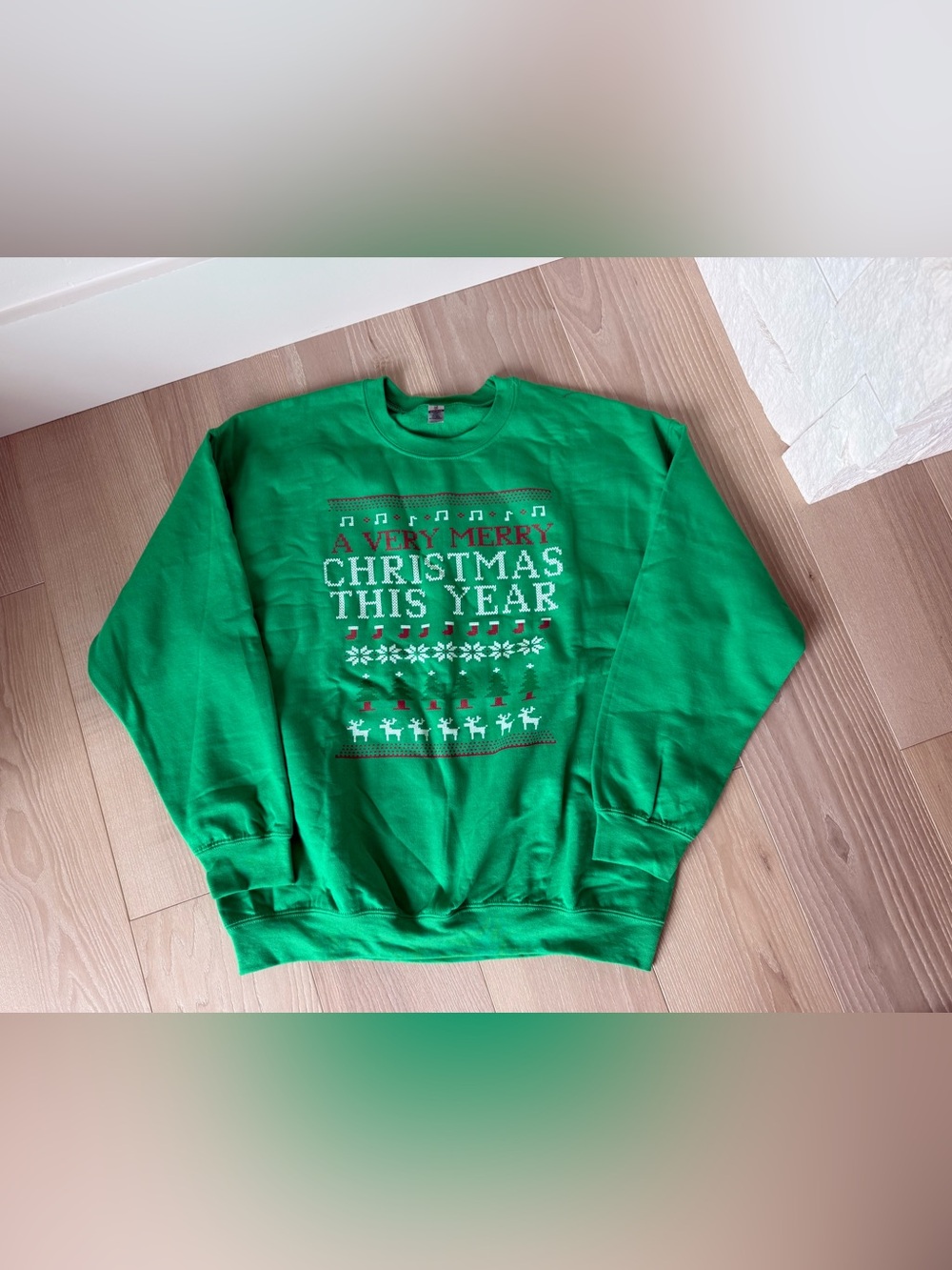 Gildan Green Holiday Crewneck Sweatshirt with Festive Graphic